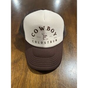 Cowboy Colostrum Tan Brown Foam Rope SnapBack Trucker Hat Mesh Back